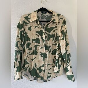 MNG floral button down blouse